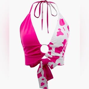 Pink & White Halter Top